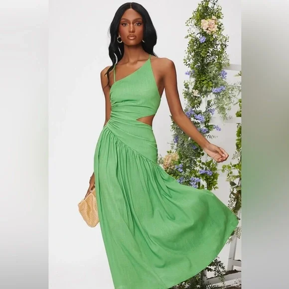 SHEIN | Dresses | Criss Cross Lace Up Backless Cut Out Ruched Ruffle Hem  Dress | Poshmark